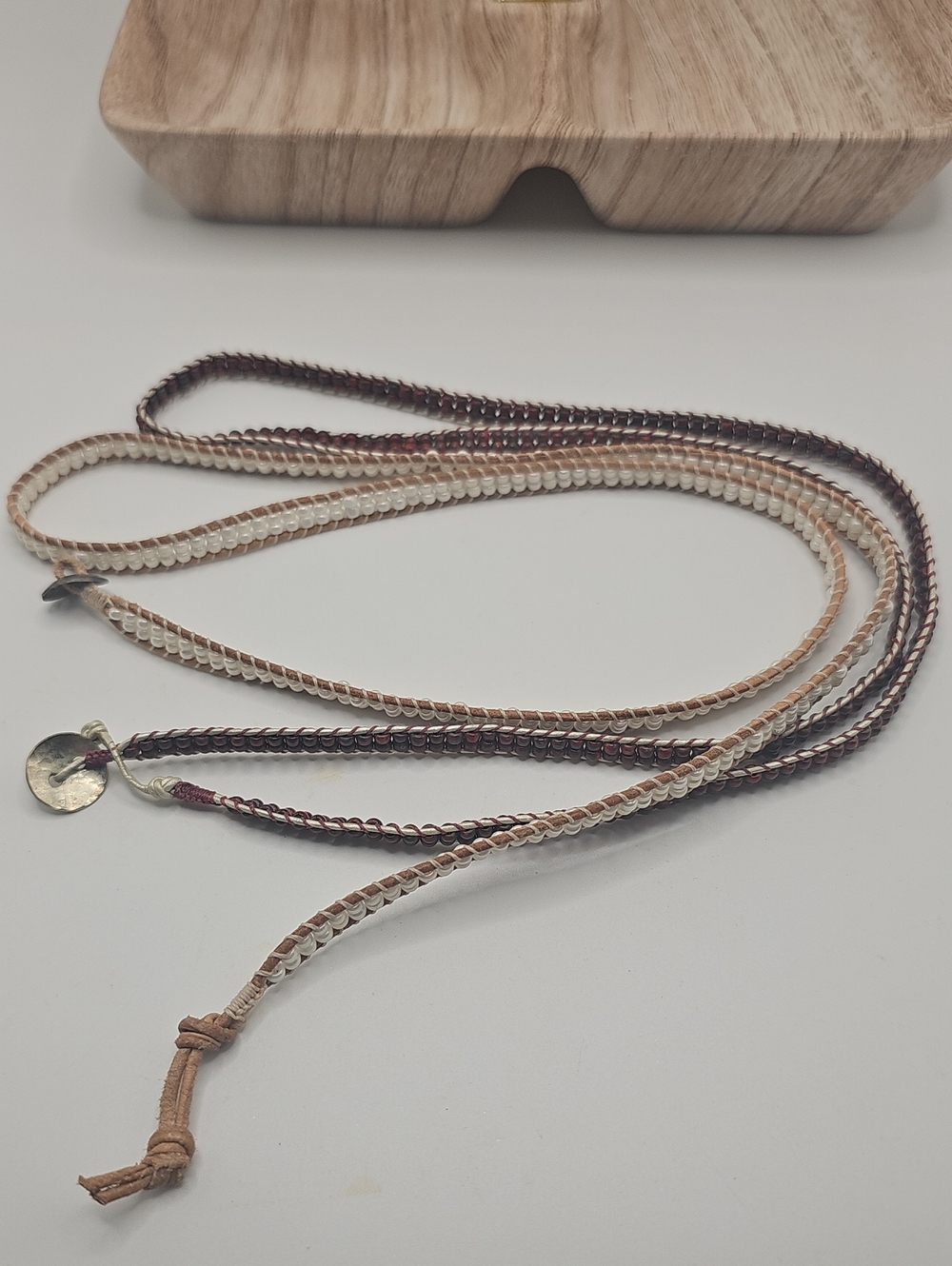 Women’s Braided Multi-Color Leather Wrap Braclets. There Are Two. White/,brown